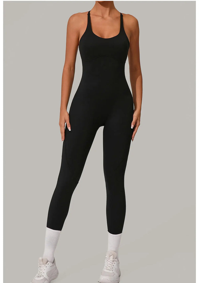 Luxe Sleeveless Yoga Jumpsuit Nylon Spandex