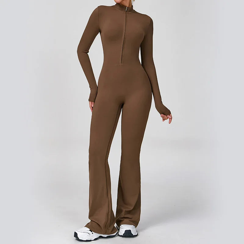 Zippered Contour Seamless Yoga Jump Suit Performance
