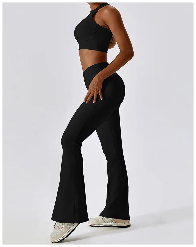 Contour High Waist Flare Leggings With Performance Wear