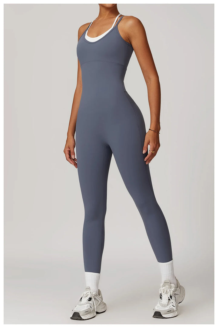 Color Blocking Seamless Yoga Jumpsuit Exquisite Fit