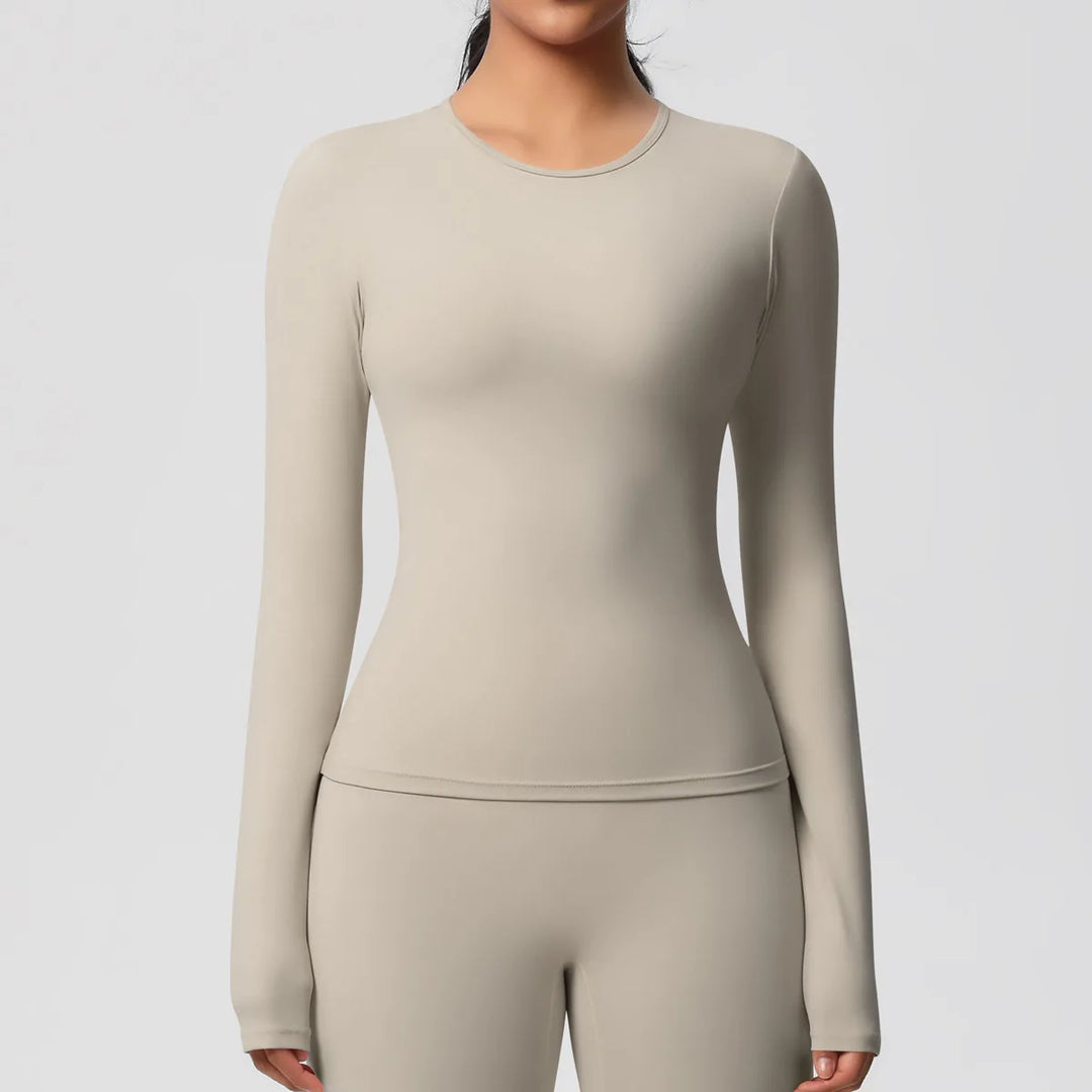 Luxurious Breathable Contoured Long Sleeve Yoga Top Nylon