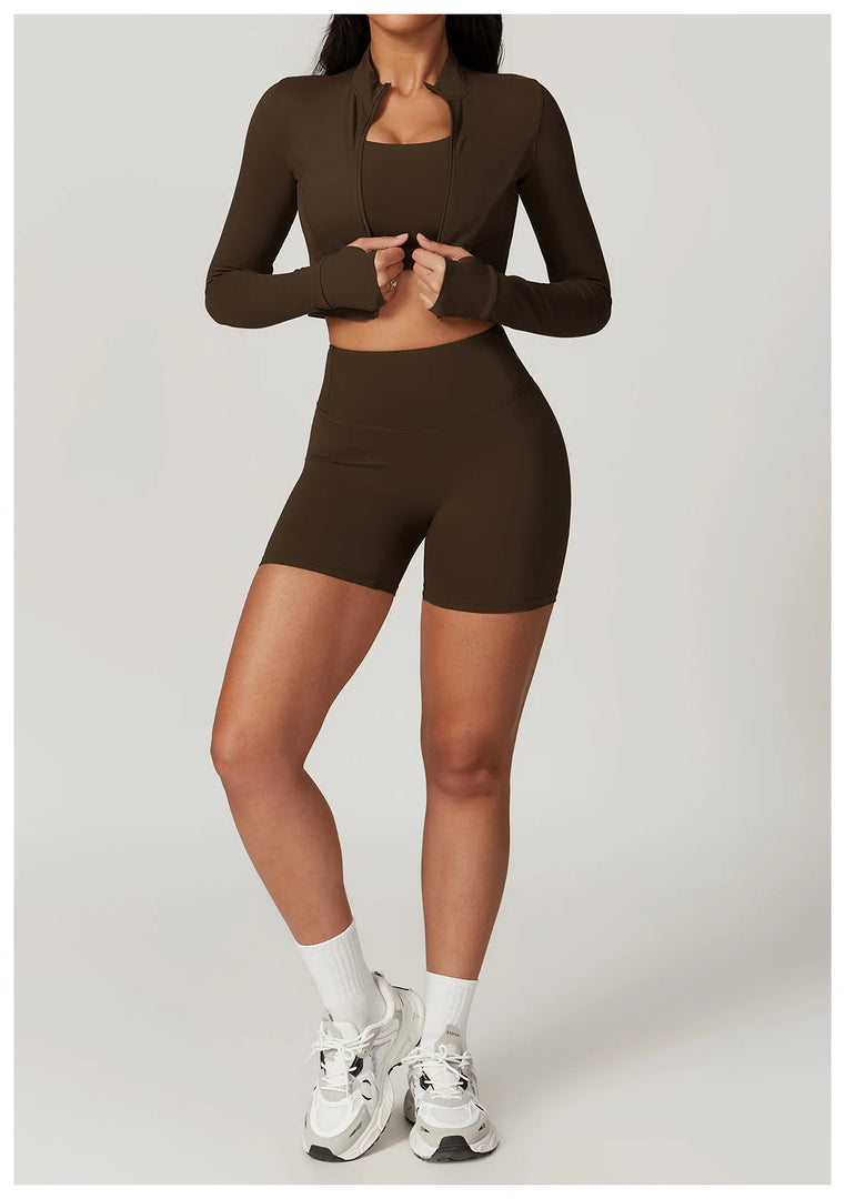 Three Piece Breathable Yoga Tracksuit Pro For Performance