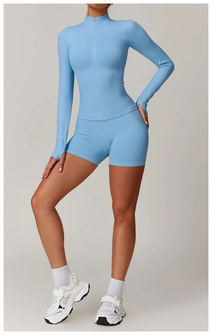 Seamless Long Sleeve Performance Jacket Zip Front Nylon