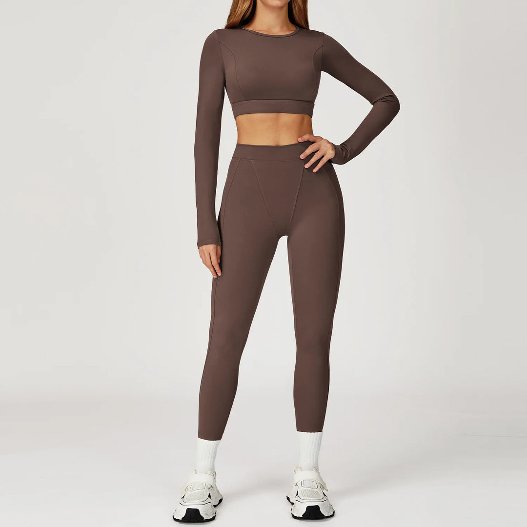 Two-Piece Contoured Breathable Yoga Set Leggings Silhouette