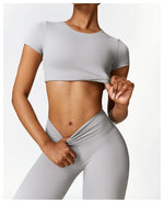 Load image into Gallery viewer, Seamless Contour Fit Yoga Crop Top Light Weight Nylon Knit
