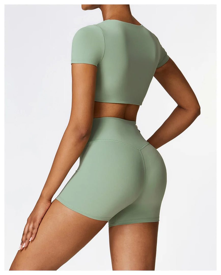 Seamless Contour Fit Yoga Crop Top Light Weight Nylon Knit