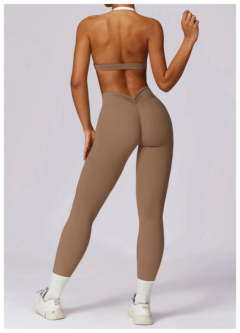 V Back Swept High Waist Contoured Leggings With Performance