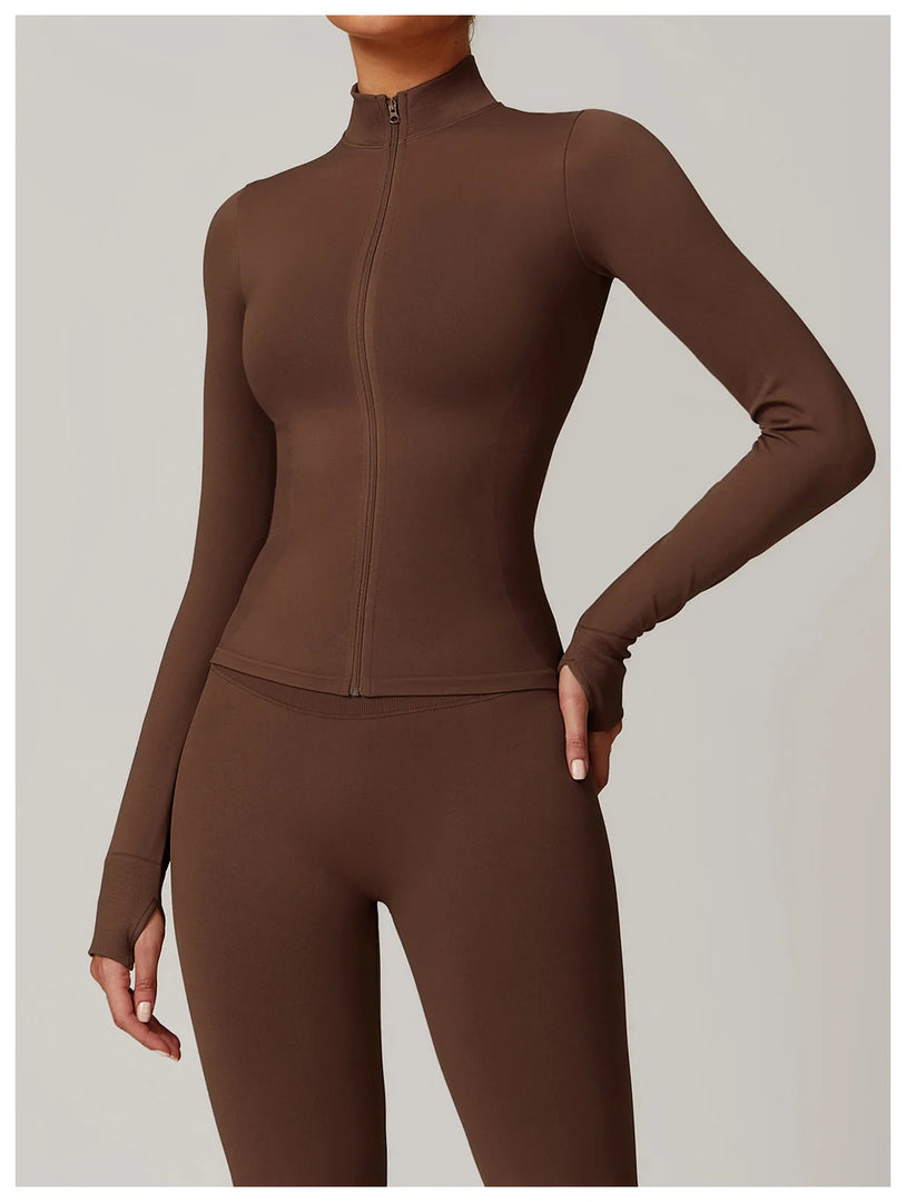 Seamless Long Sleeve Performance Jacket Zip Front Nylon