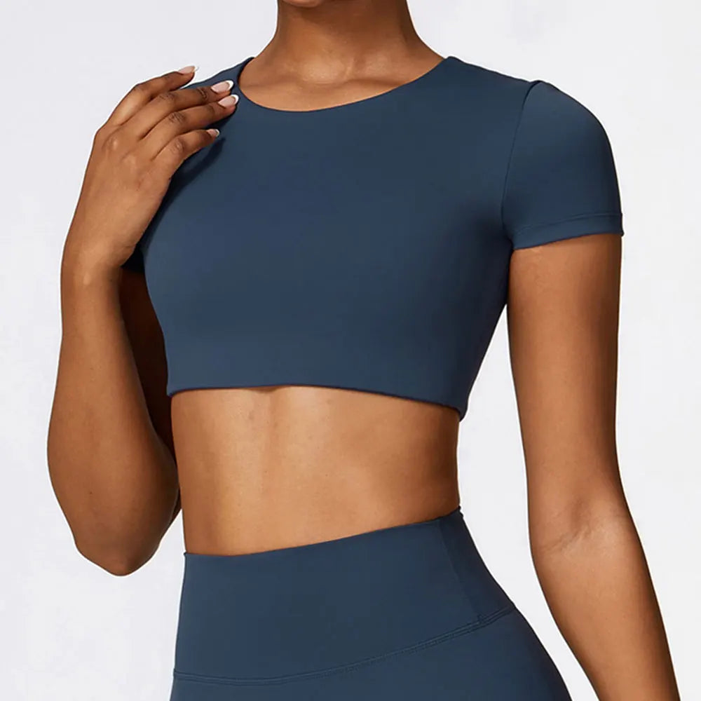 Seamless Contour Fit Yoga Crop Top Light Weight Nylon Knit