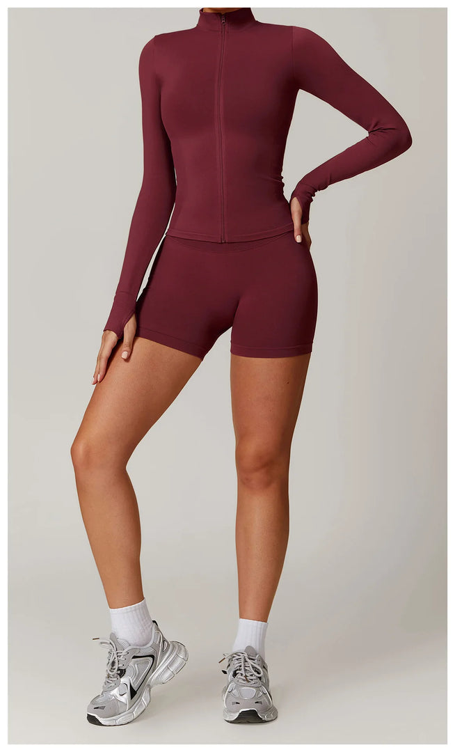 Seamless Long Sleeve Performance Jacket Zip Front Nylon