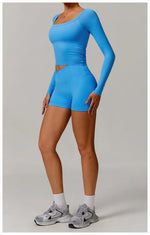 Load image into Gallery viewer, Performance Contour Knit Long Sleeve Yoga Top Nylon Spandex
