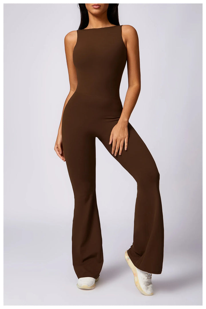 Sculpted Yoga Jumpsuit Ultra Breathable Nylon Knit Fabric