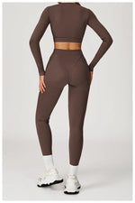 Load image into Gallery viewer, Two-Piece Contoured Breathable Yoga Set Leggings Silhouette
