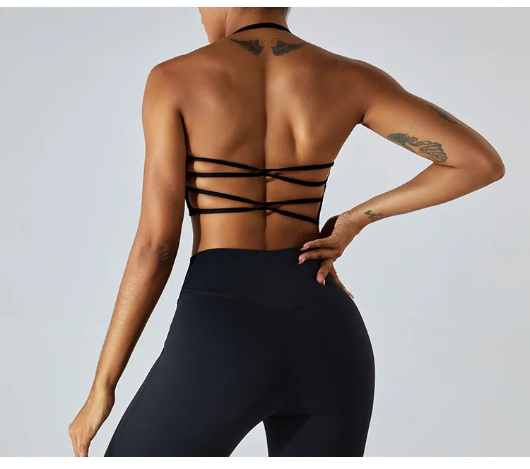 Cross Back Strappy Seamless Bralette Soft Nylon Spandex