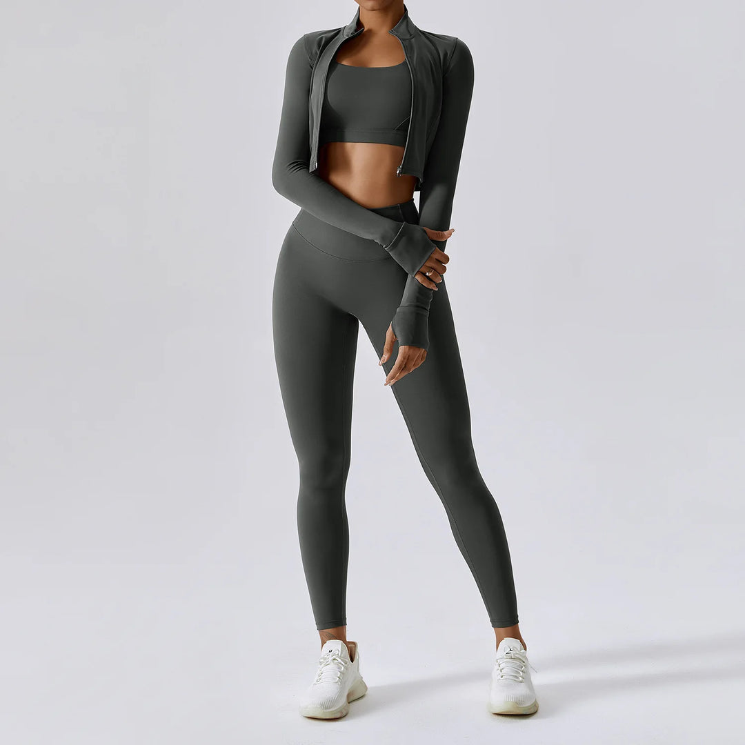 Three Piece Contoured Yoga Set Athleisure Signature