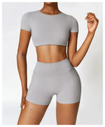 Load image into Gallery viewer, Seamless Contour Fit Yoga Crop Top Light Weight Nylon Knit
