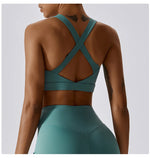 Load image into Gallery viewer, Crossed Shoulder Strap Yoga Bra Premium Nylon Spandex
