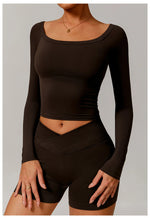 Load image into Gallery viewer, Performance Contour Knit Long Sleeve Yoga Top Nylon Spandex
