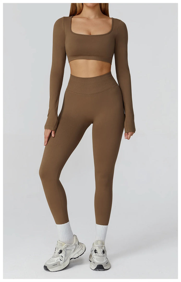 Seamless Premium Athleisure 2 Piece Leggings Set Nylon