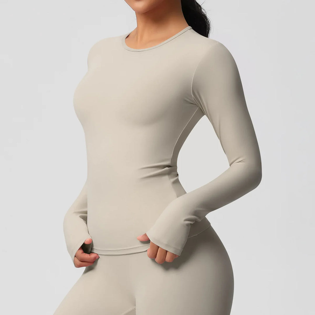 Luxurious Breathable Contoured Long Sleeve Yoga Top Nylon