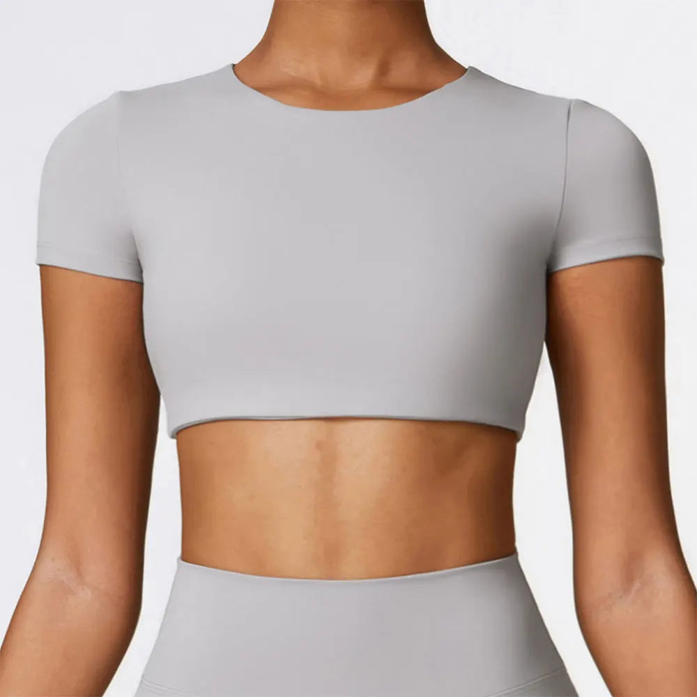 Seamless Contour Fit Yoga Crop Top Light Weight Nylon Knit
