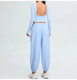 Load image into Gallery viewer, Soft Backless Sculpted Athleisure Crop Top With Sleeves
