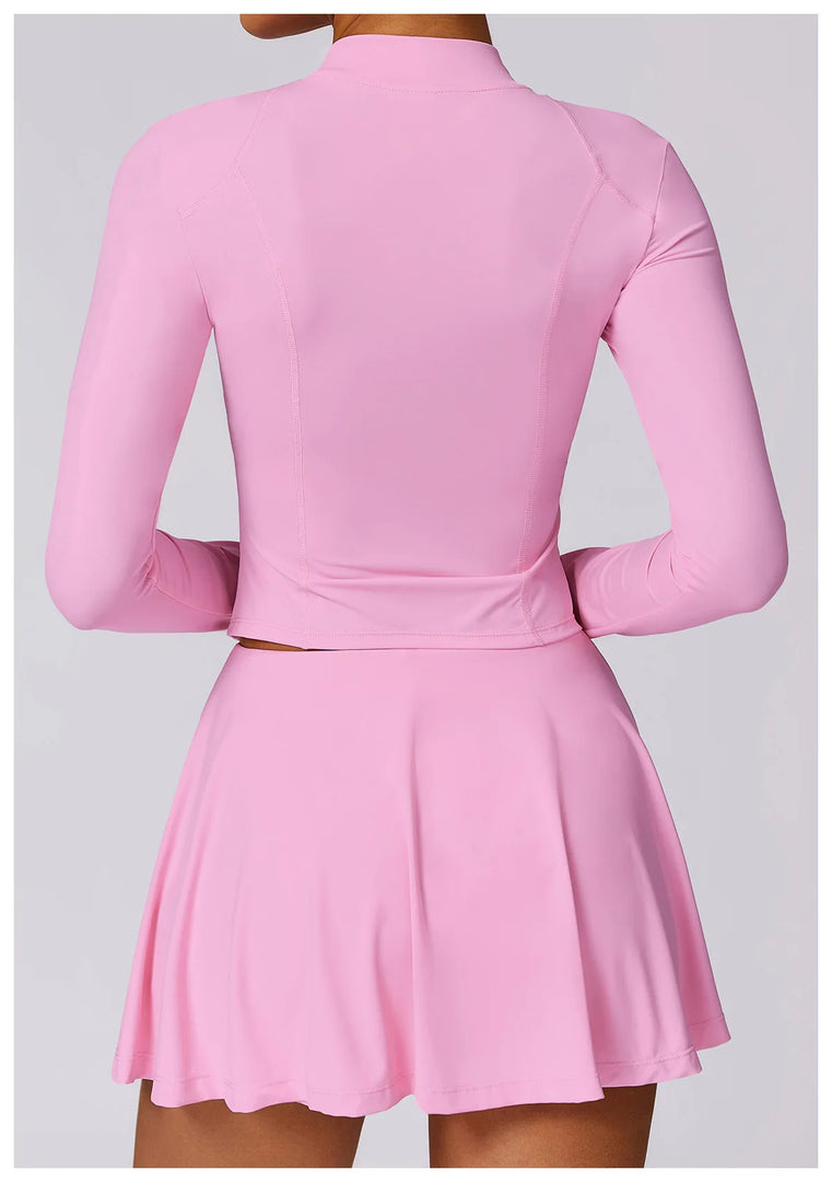 Luxurious Contoured Yoga Set Zippered Front Seamless Nylon