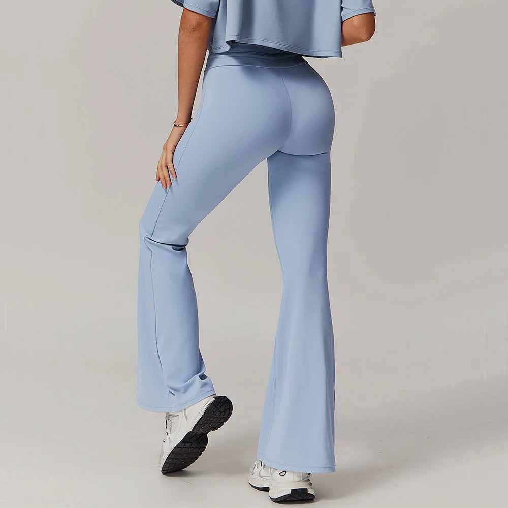 Breathable High Rise Contoured Bell Bottom Leggings