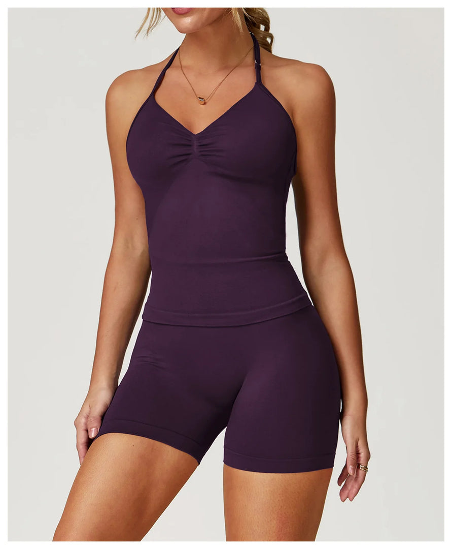 Breathable Contoured Halter Crop Sports Bra With Padding