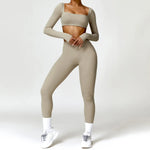 Load image into Gallery viewer, Seamless Two Piece Yoga Set Contour Silhouette Leggings
