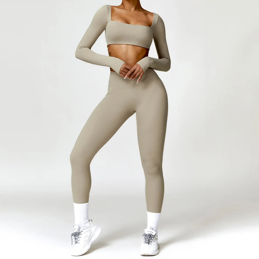 Seamless Two Piece Yoga Set Contour Silhouette Leggings