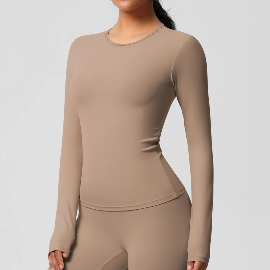 Luxurious Breathable Contoured Long Sleeve Yoga Top Nylon