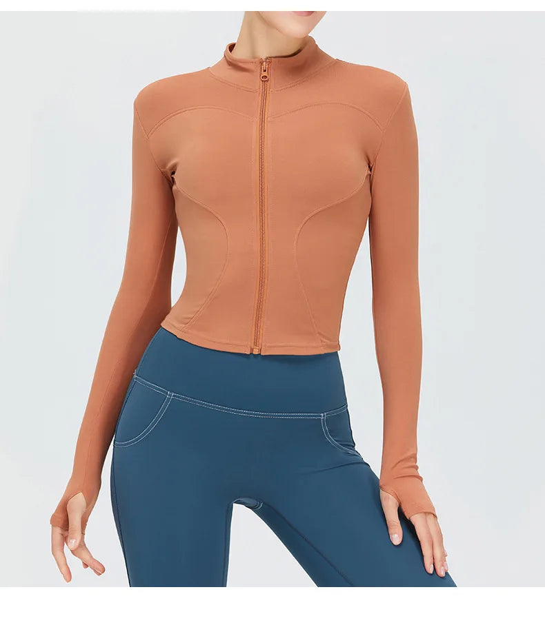 Zippered Studio Contoured Long Sleeve Sports Jacket