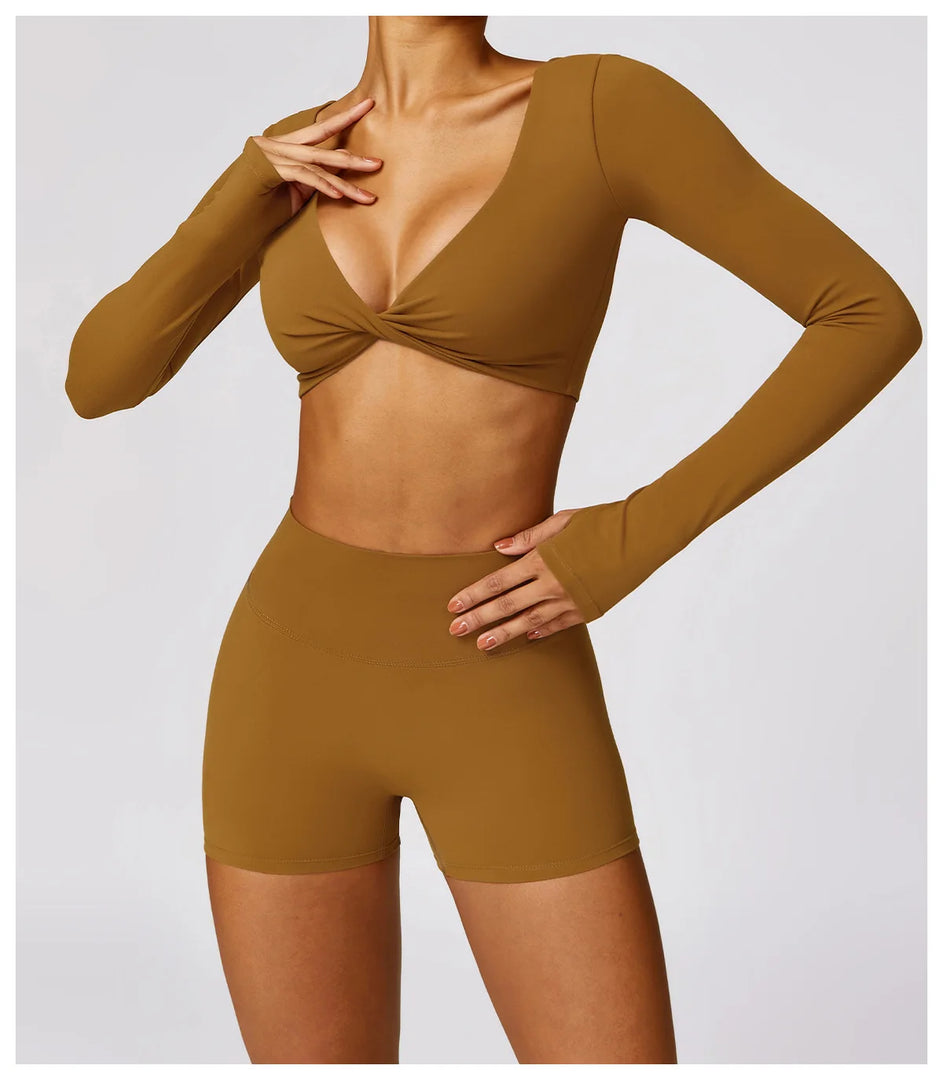 Luxurious Breathable High Waist Contour Yoga Shorts Nylon