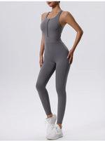 Load image into Gallery viewer, Zippered Contoured One-Piece Yoga Set Performance Wear
