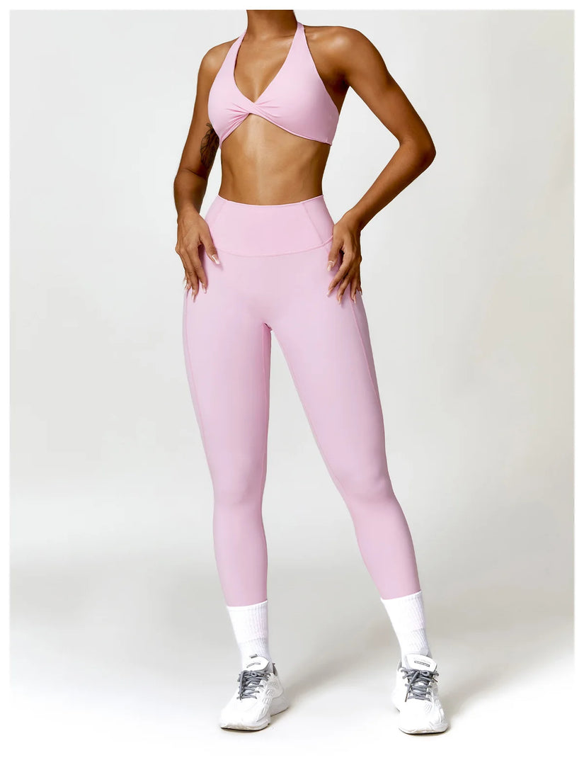 Breathable Contoured Nylon Halter Bralette With Twist