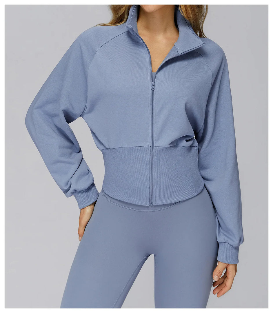 Wind Proof Zip Front Standing Collar Sweat Shirt Regular Fit