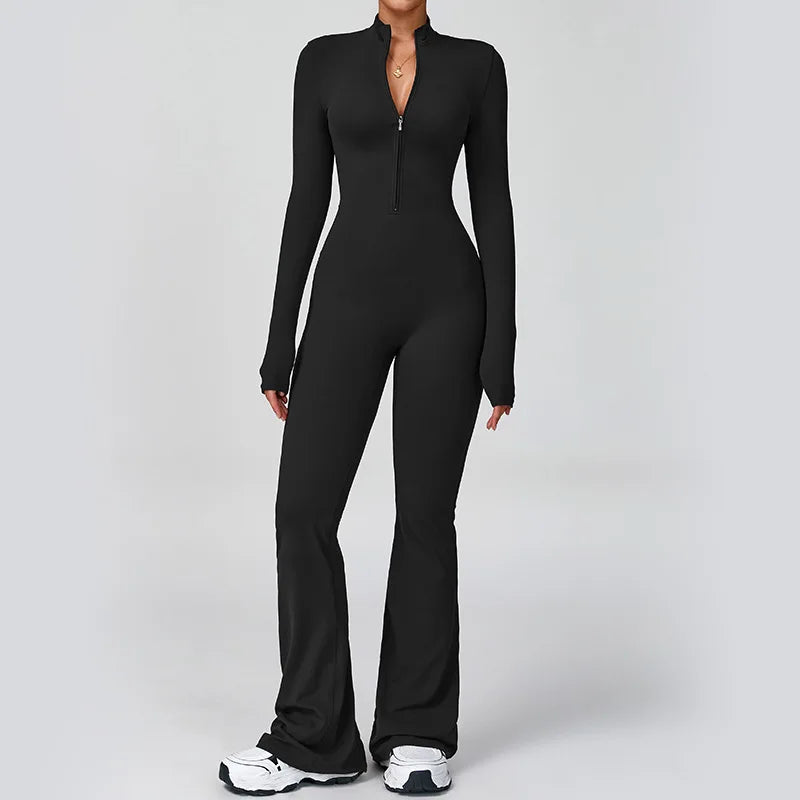 Zippered Contour Seamless Yoga Jump Suit Performance