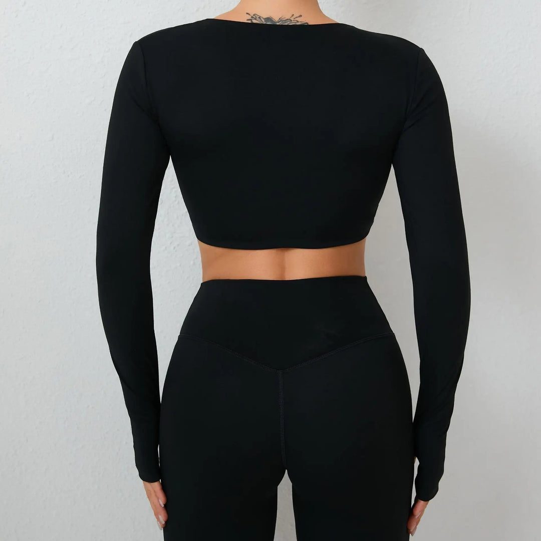 Seamless Ultra Soft Long Sleeve Yoga Crop Removable Pads