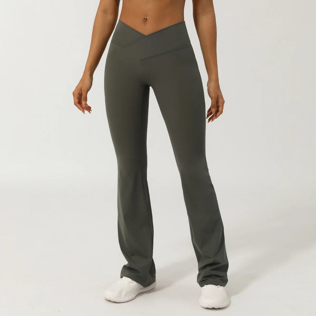 Premium Contoured Bell Bottom Leggings With Flared Waist