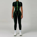 Load image into Gallery viewer, Contoured Zippered Performance Yoga Jumpsuit Nylon Knit
