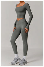 Load image into Gallery viewer, Performance Contour Knit Long Sleeve Yoga Top Nylon Spandex
