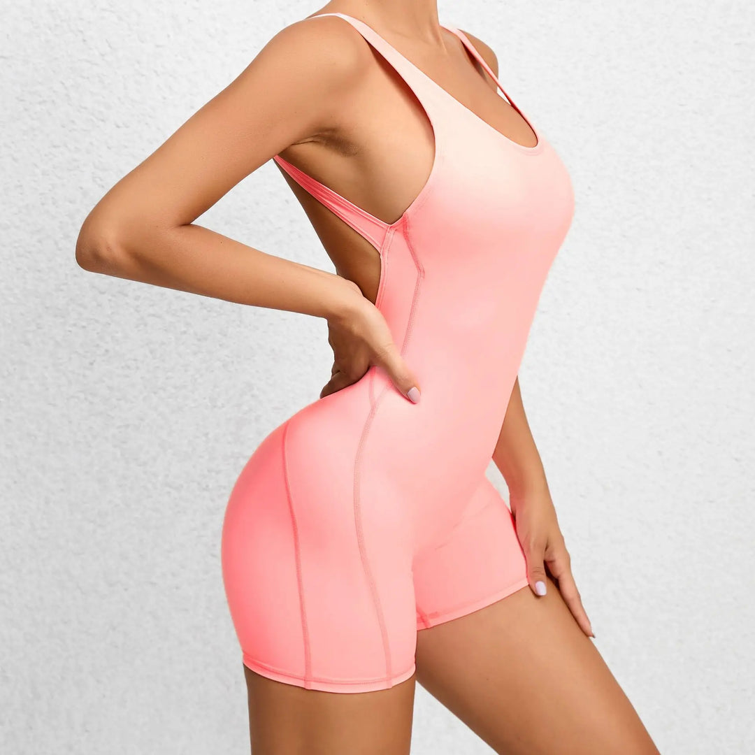 Backless One-Piece Yoga Tracksuit Breathable Nylon Knit