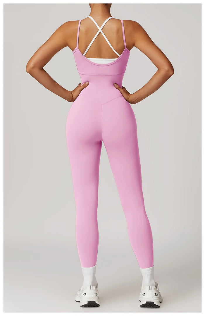 Color Blocking Seamless Yoga Jumpsuit Exquisite Fit