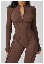 Load image into Gallery viewer, Seamless Zippered Yoga Jumpsuit With High Elasticity
