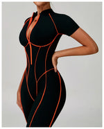 Load image into Gallery viewer, Contoured Zippered Performance Yoga Jumpsuit Nylon Knit

