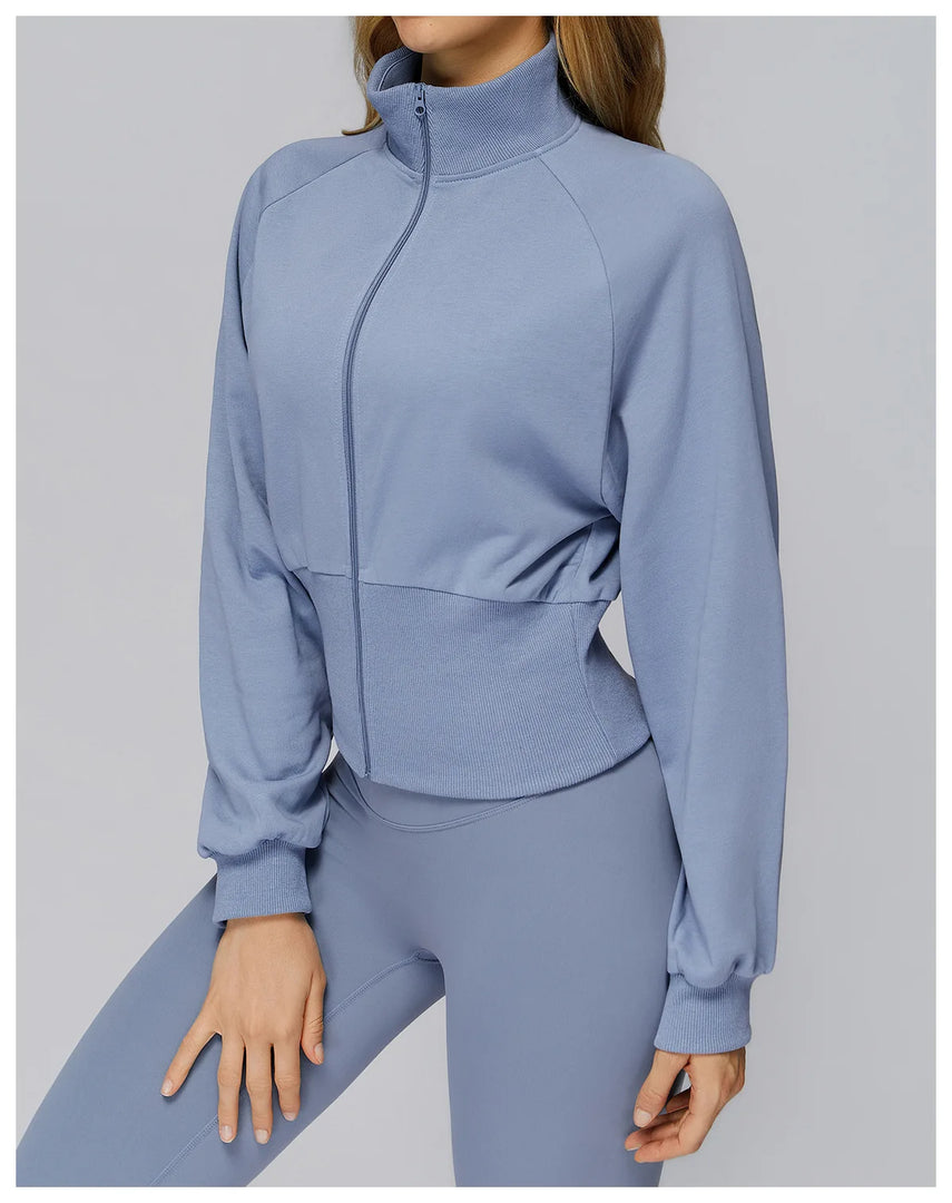 Wind Proof Zip Front Standing Collar Sweat Shirt Regular Fit