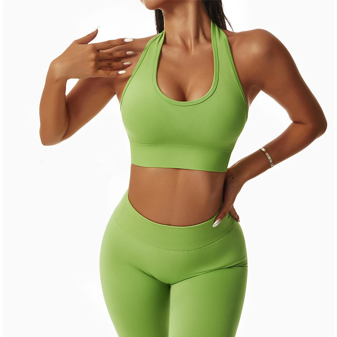 Breathable Sculpted Yoga Performance Bra With Halter Back