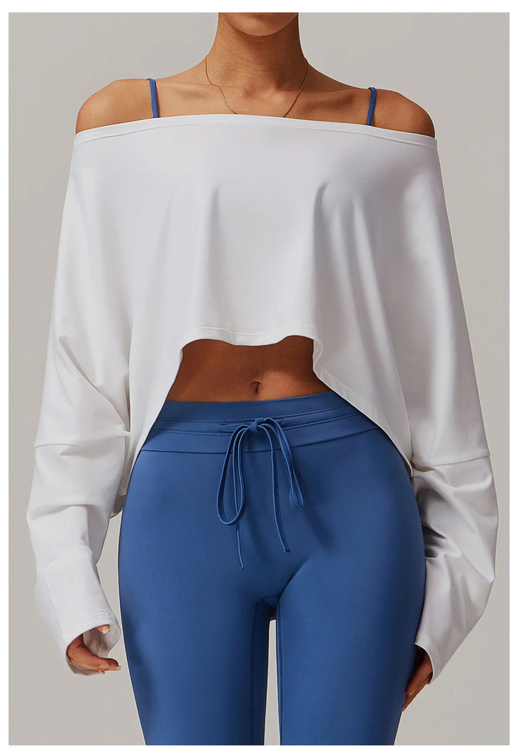 One Shoulder Bat Sleeve Yoga Hoodie Ultra Performance