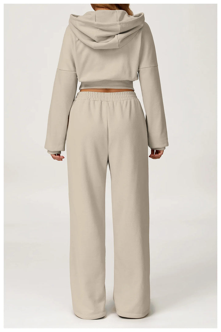 Luxurious 2 Piece Hooded Sweat Shirt Set Winter Wear Cotton